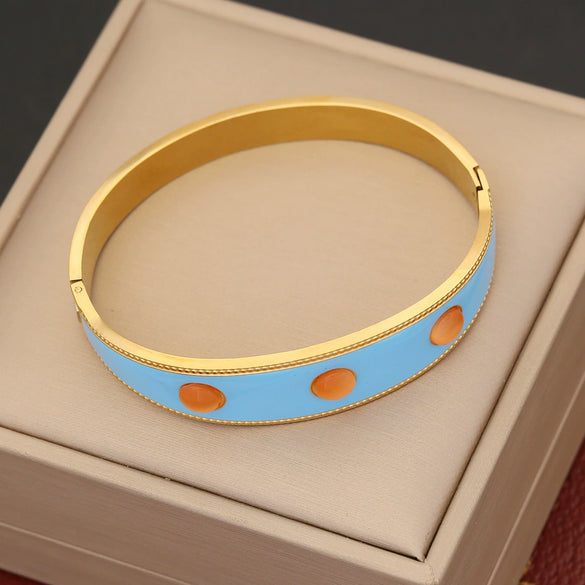 Retro Stainless Steel Cat's Eye Bracelet With Electroplating