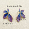 Retro Stainless Steel Geometric Leaf Shape Painted Electroplated Earrings