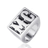 Retro Stainless Steel Geometric Polished Ring Fashion Trendy Unisex Statement Ring