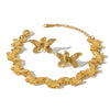 Retro Stainless Steel Golden Bow Bracelet And Earrings Set With Geometric And Animal Zodiac Patterns Furnace Vacuum Plated 18K For Women