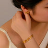 Retro Stainless Steel Golden Bow Bracelet And Earrings Set With Geometric And Animal Zodiac Patterns Furnace Vacuum Plated 18K For Women