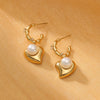Retro Stainless Steel Heart Earrings With Electroplating Treatment