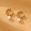 Retro Stainless Steel Heart Earrings With Electroplating Treatment