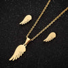 Retro Stainless Steel Leaf Necklace And Earrings Jewelry Set With Electroplated Finish For Women