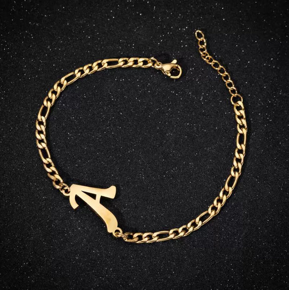 Retro Stainless Steel Letter Charm Bracelet For Women Electroplated Text Jewelry Wholesale