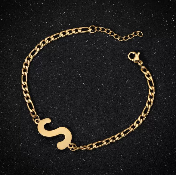 Retro Stainless Steel Letter Charm Bracelet For Women Electroplated Text Jewelry Wholesale