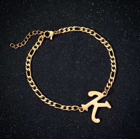 Retro Stainless Steel Letter Charm Bracelet For Women Electroplated Text Jewelry Wholesale