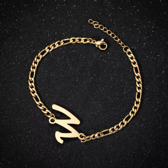 Retro Stainless Steel Letter Charm Bracelet For Women Electroplated Text Jewelry Wholesale