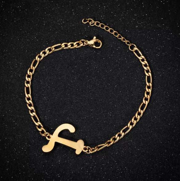 Retro Stainless Steel Letter Charm Bracelet For Women Electroplated Text Jewelry Wholesale