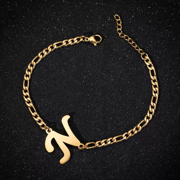 Retro Stainless Steel Letter Charm Bracelet For Women Electroplated Text Jewelry Wholesale