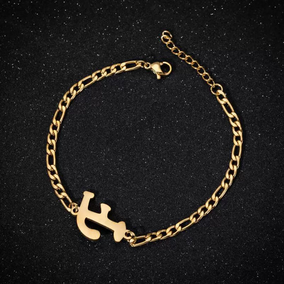 Retro Stainless Steel Letter Charm Bracelet For Women Electroplated Text Jewelry Wholesale