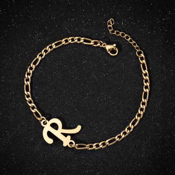 Retro Stainless Steel Letter Charm Bracelet For Women Electroplated Text Jewelry Wholesale