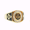 Retro Stainless Steel Masonic Ring With Diamond Detail And Lettered Symbol Design Unisex Jewelry