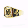 Retro Stainless Steel Masonic Ring With Diamond Detail And Lettered Symbol Design Unisex Jewelry
