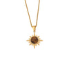 Retro Stainless Steel Natural Stone Pendant Necklace