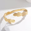 Retro Stainless Steel Open Bracelet With Feather And Cross Design Electroplated For Female