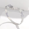 Retro Stainless Steel Open Bracelet With Feather And Cross Design Electroplated For Female