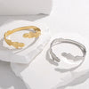 Retro Stainless Steel Open Bracelet With Feather And Cross Design Electroplated For Female