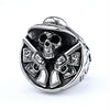 Retro Stainless Steel Round Skull Ring With Speech Logo Text Design For Men And Unisex