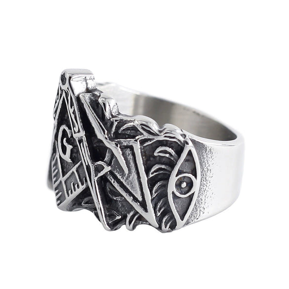 Retro Stainless Steel Signet Ring With Polished Pattern Design For Men And Women