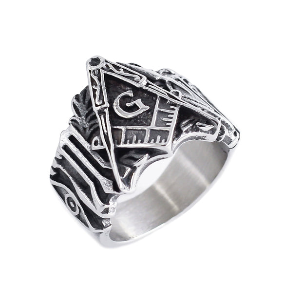 Retro Stainless Steel Signet Ring With Polished Pattern Design For Men And Women