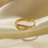 Retro Stainless Steel Star Open Ring With Zircon For Women Geometric Design