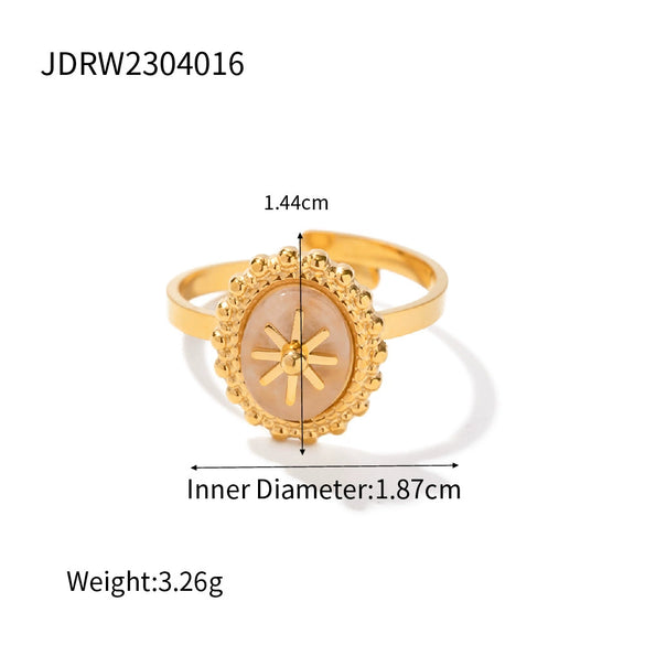 Retro Stainless Steel Star Open Ring With Zircon For Women Geometric Design