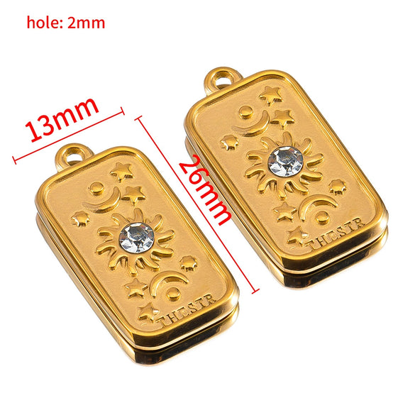 Retro Stainless Steel Star Sun Pendant Diy Bracelet Accessories With Electroplating
