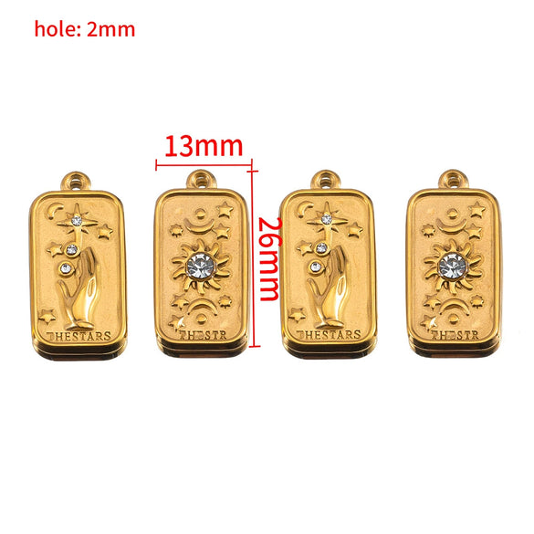 Retro Stainless Steel Star Sun Pendant Diy Bracelet Accessories With Electroplating