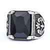 Retro Stainless Steel Tulip Gemstone Inlaid Nesting Ring With Leaf Pattern Unisex Fashion Jewelry