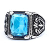 Retro Stainless Steel Tulip Gemstone Inlaid Nesting Ring With Leaf Pattern Unisex Fashion Jewelry