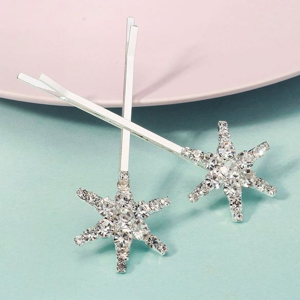 Retro Star And Moon Rhinestone Metal Hair Clip For Women Minimalist Bangs Side Clip Fashion Hair Accessory