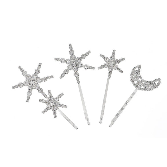 Retro Star And Moon Rhinestone Metal Hair Clip For Women Minimalist Bangs Side Clip Fashion Hair Accessory