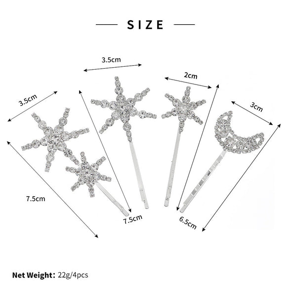 Retro Star And Moon Rhinestone Metal Hair Clip For Women Minimalist Bangs Side Clip Fashion Hair Accessory