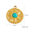 Retro Star Round Stainless Steel Jewelry Pendant Inlaid With Natural Stone Vacuum In Furnace Electroplating