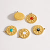 Retro Star Round Stainless Steel Jewelry Pendant Inlaid With Natural Stone Vacuum In Furnace Electroplating