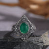 Retro 225 Sterling Silver Ring Inlaid With Natural Malachite Lapis Lazuli Chrysoprase Set With Precious Stones With Animals Zodiac Pattern For Women