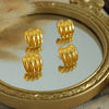 Retro Striped 316L Stainless Steel Round Pumpkin Earrings For Women Electroplated With 18K Gold