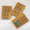 Retro Style Alloy Turquoise Earrings Set With Skull Horn Oval Geometric And Animal Zodiac Design For Women