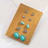Retro Style Alloy Turquoise Earrings Set With Skull Horn Oval Geometric And Animal Zodiac Design For Women