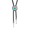 Retro Style Alloy Woolen Chain With Petal Gemstone Electroplated Bolo Tie For Men And Women