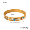 Retro Style Blue Turquoise Inlaid Zircon Buckle Hollow Bracelet Titanium Steel Gold Plated Electroplated