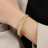 Retro Style Blue Turquoise Inlaid Zircon Buckle Hollow Bracelet Titanium Steel Gold Plated Electroplated