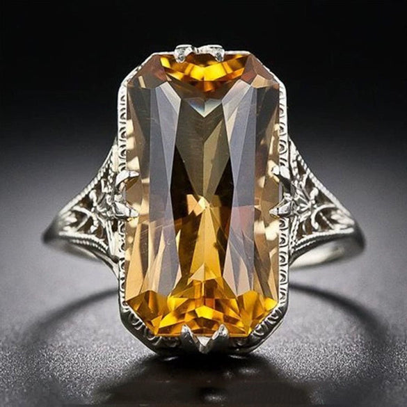 Retro Style Copper Geometric Hollow Carved Jewelry For Women With Golden Purple Crystal Electroplated Finish