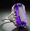 Retro Style Copper Geometric Hollow Carved Jewelry For Women With Golden Purple Crystal Electroplated Finish
