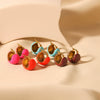 Retro Style Cshaped Stainless Steel Colorful Dripping Ball Fashion Earrings With Electroplating For Women Geometric Design