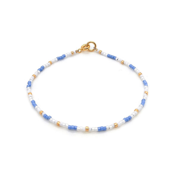 Retro Style Glass Glaze Miyuki Rice Bead Hand Woven Geometric Pattern Thin Girl's Small Bracelet For Women