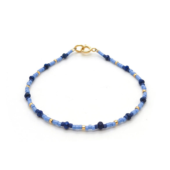 Retro Style Glass Glaze Miyuki Rice Bead Hand Woven Geometric Pattern Thin Girl's Small Bracelet For Women