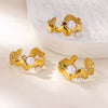 Retro Style Irregular Imitation Pearl And Stainless Steel Heart Shape Open Ring For Women With Electroplating