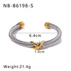 Retro Style Letter Woven Open Bracelet Stainless Steel 18K Gold Plated Jewelry
